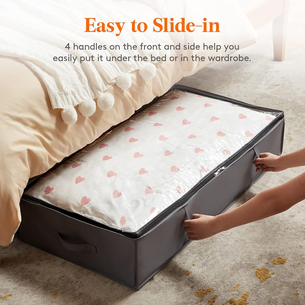 95L 4 Pack Under Bed Storage Containers, Large Capacity Blanket Storage Bags with Reinforced Handle, Organization and