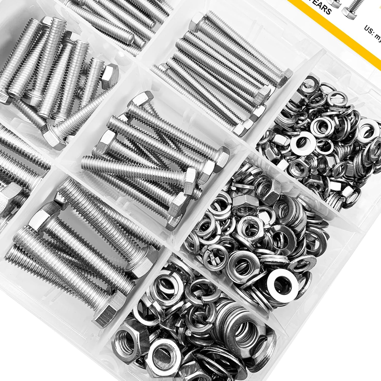 448PCS M5 M6 M8 Screw Set, Metric Bolt Assortment, 304 Stainless Steel, Nuts and Bolts Set Flat & Spring Washers, Hex