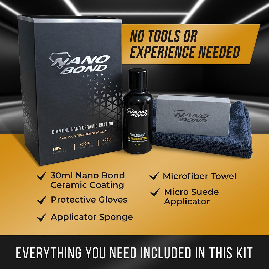 Ceramic Coating for Cars - 9H PRO 80% SiO2 Formula - 30ML Kit | Long-Lasting Ceramic Coating - High Gloss Hydrophobic