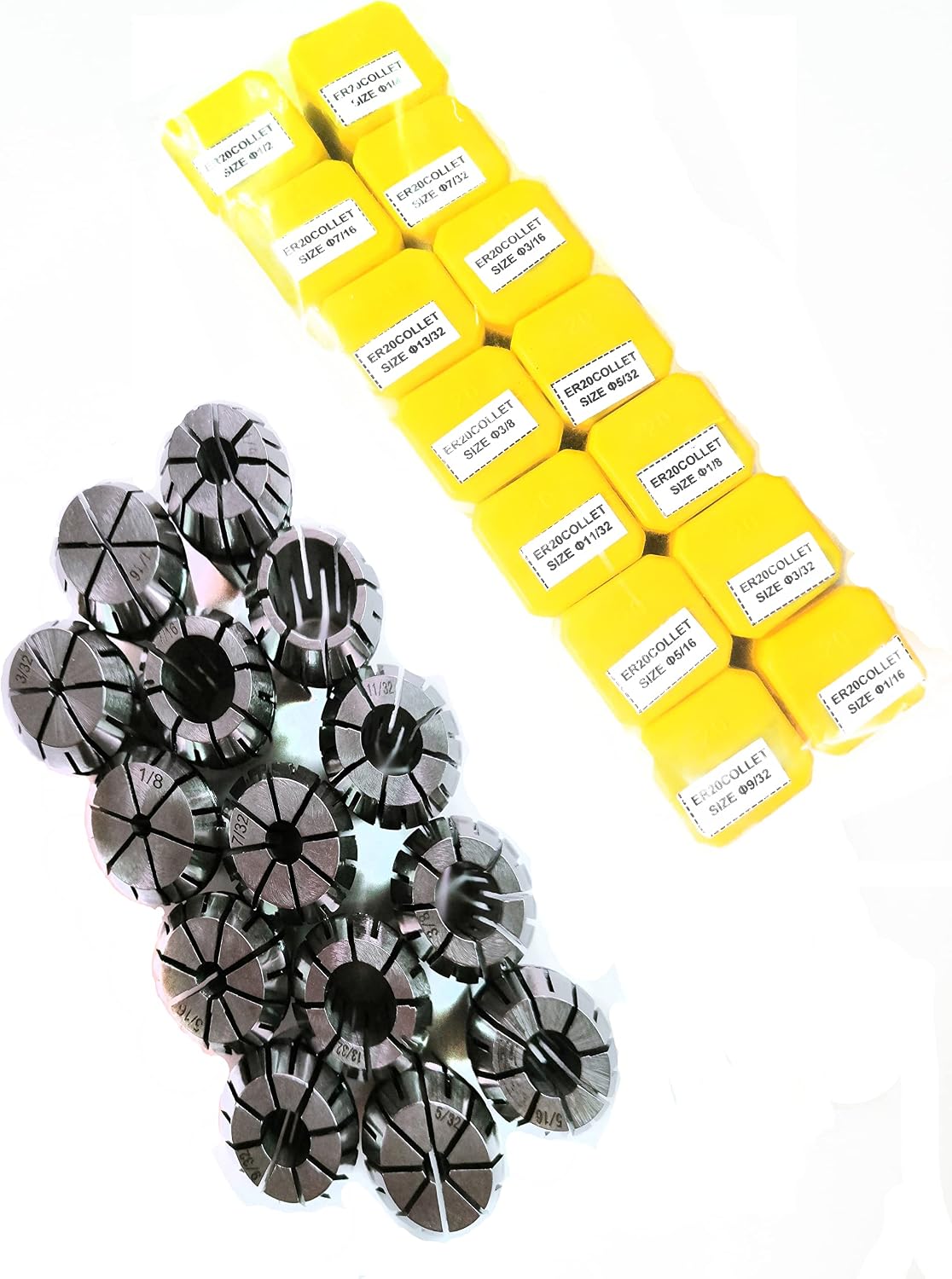 ER20 Spring Collet Set for CNC Engraving Machine and Milling Lathe Tool Workholding Engraving Collets(ER20-14pcs)