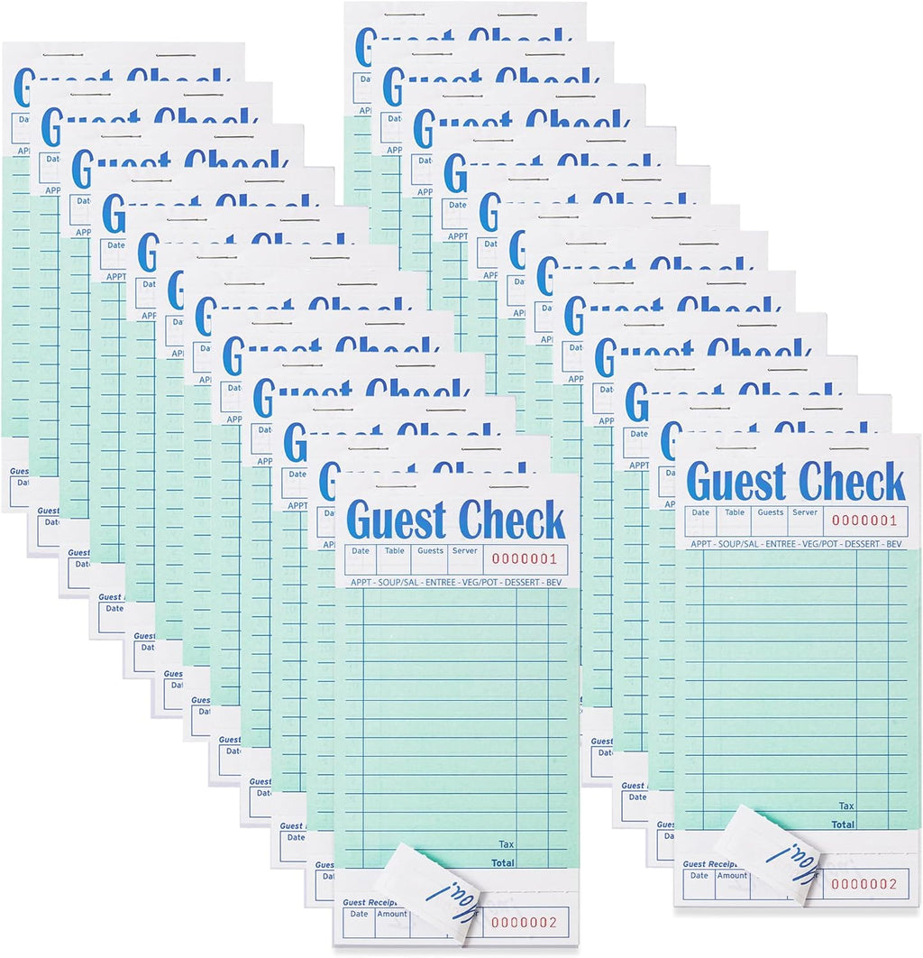 24 Pack Guest Checks Books for Servers Server Note Pads, Green