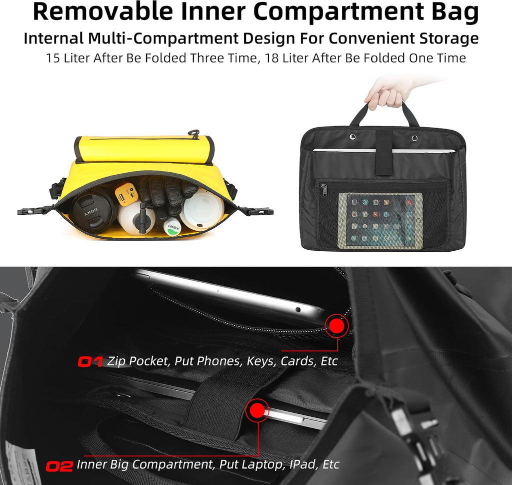 Motorcycle Saddlebags, Waterproof Saddlebags, Quick Release 15L Single Side Hanging Bag Motorcycle Accessories