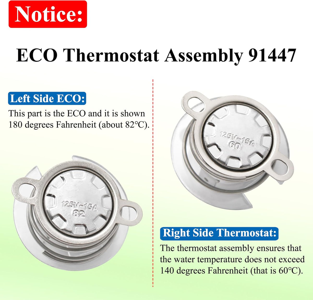 ARU RV Water Heater ECO and T-STAT Kit Compatible with Atwood 91447