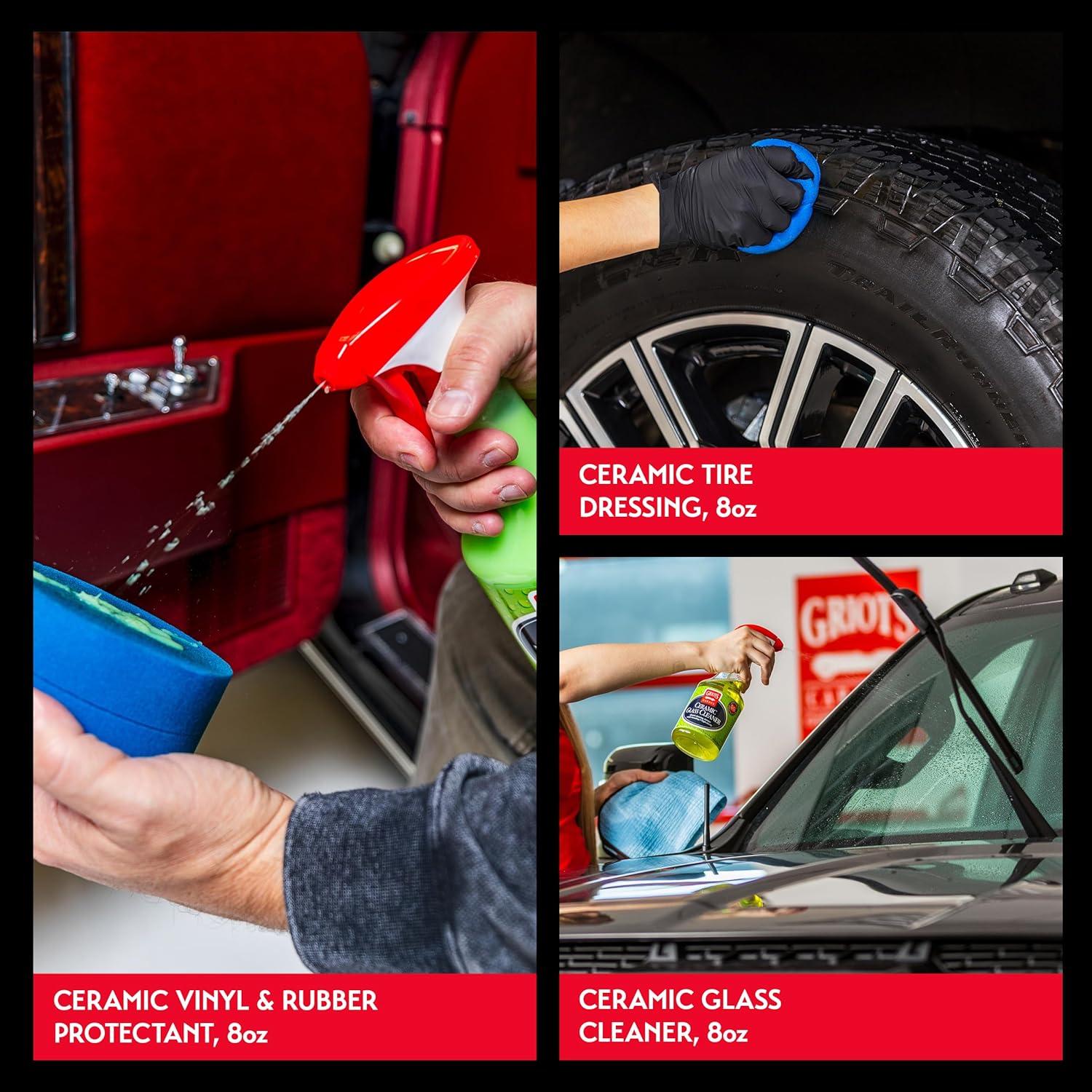 Ultimate Ceramic Detail Kit for Car Detailing, Includes 8oz Bottles of Ceramic 3-in-1 Wax, Speed Shine Detailer, Tire
