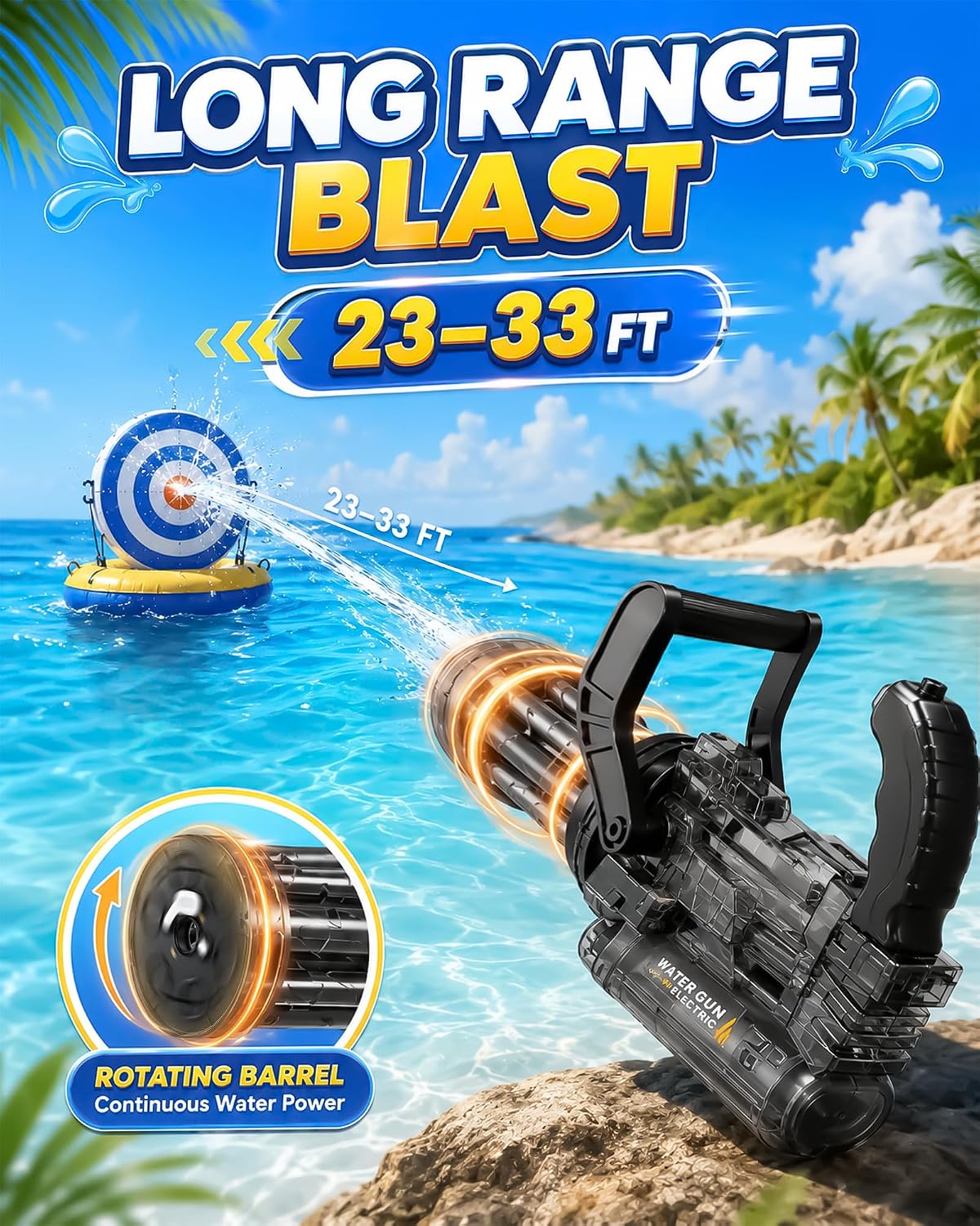 Water Blaster Soaker Toy for Kids Adults | Summer Outdoor Water Splashing Toy | Powerful Water Flow Blaster for Beach