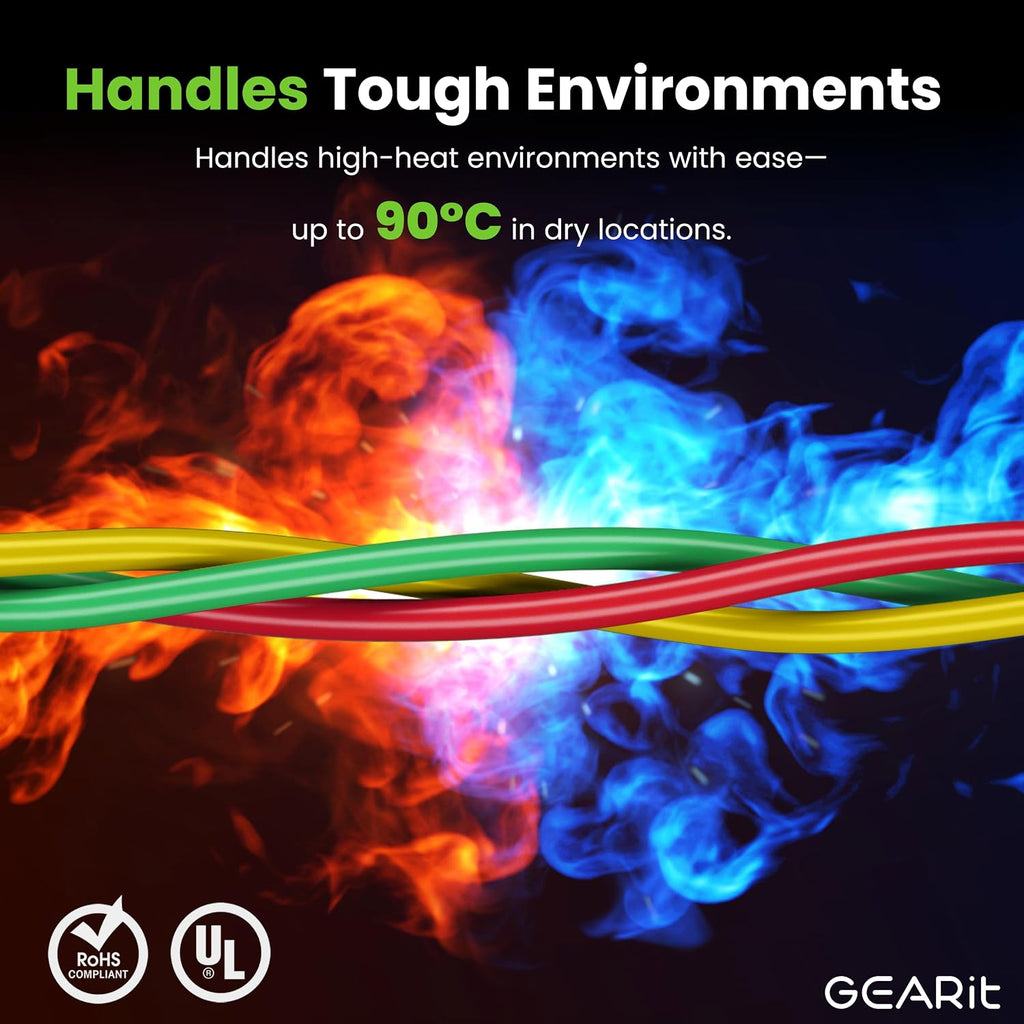 12 Gauge THHN Copper Building Wire 200 Ft, 12 AWG Solid Single Conductor Electrical Wire, 600V 90°C PVC/Nylon Jacket