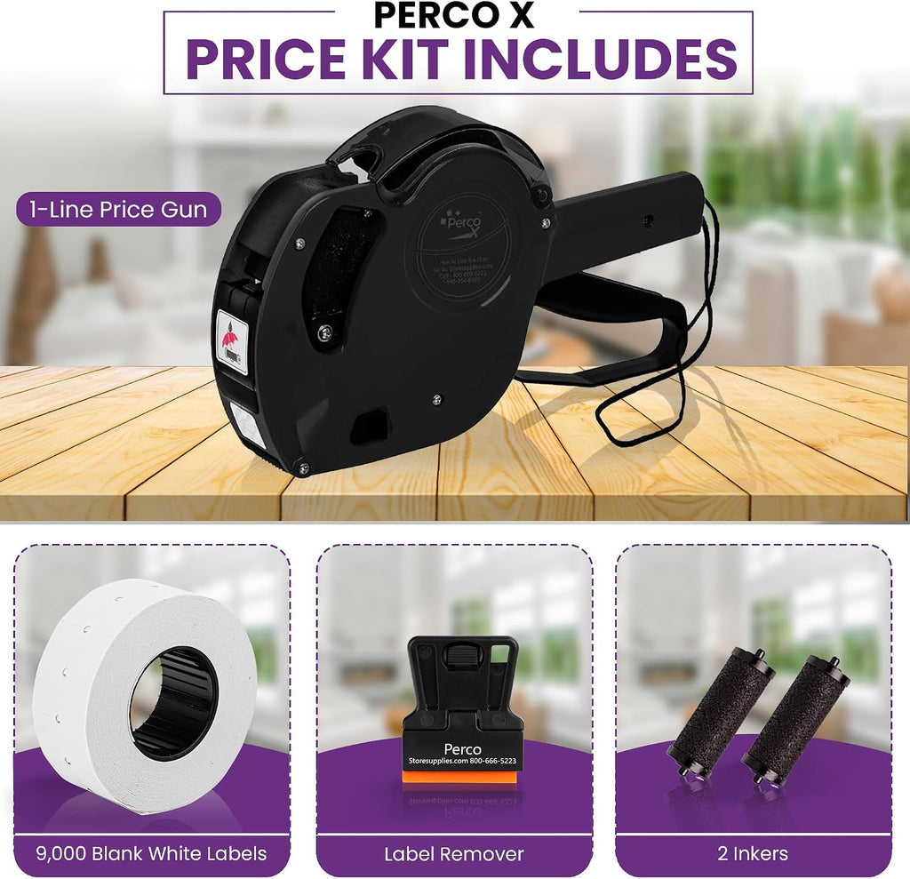 X 1 Line Price Gun Kit - 1 Line Label Gun with 9000 White Blank Labels, and an Extra Inker