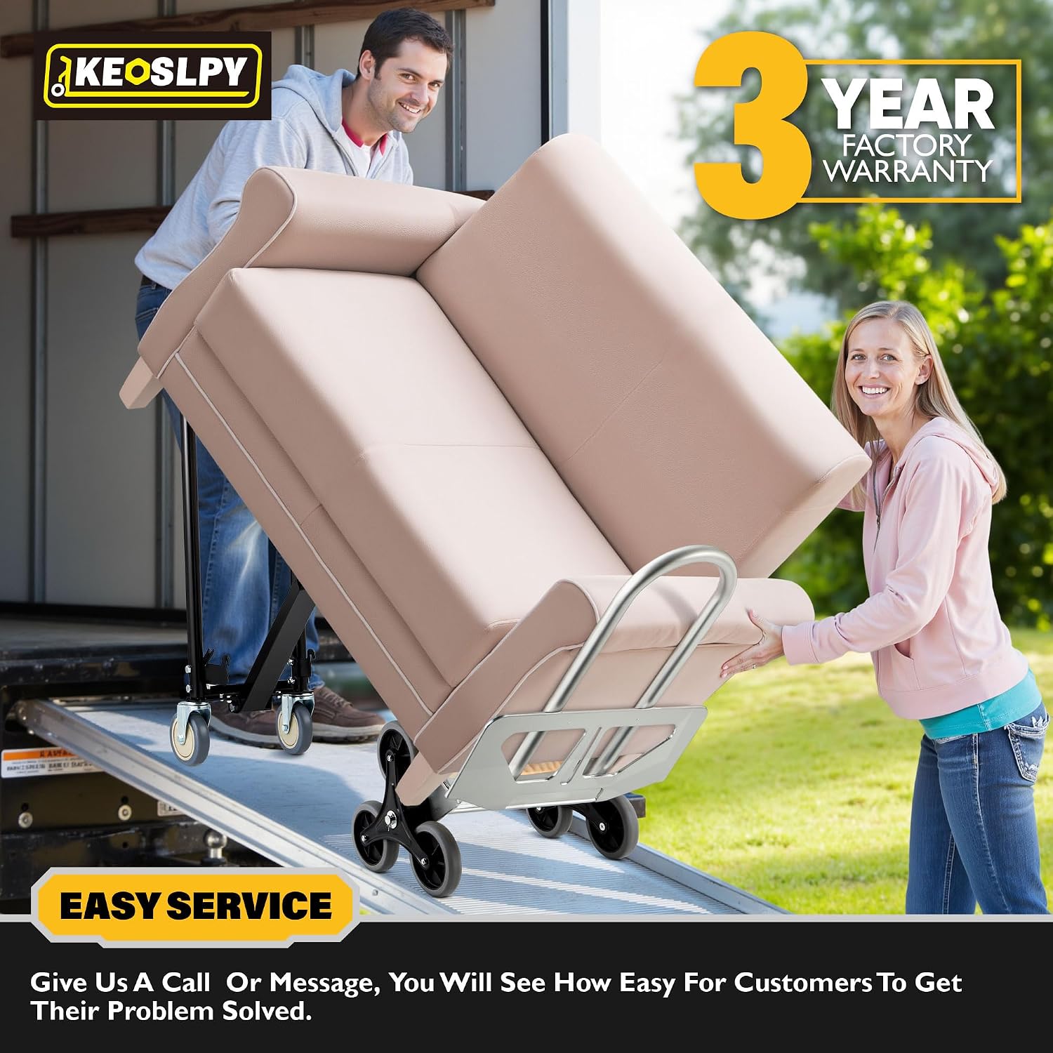 3 in 1 Industrial Convertible Hand Truck Dolly 1000 LBS Capacity | Heavy Duty Stair Climbing Dolly Cart, Aluminum
