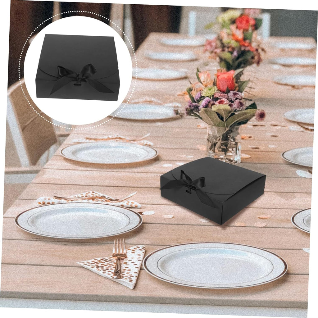 Black Kraft Gift Boxes with Lids, 10 Pack Decorative Present Box