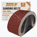 3 x 21 Inch Sanding Belts, 25 Pcs Assorted Grits(40/80/120/180/240)
