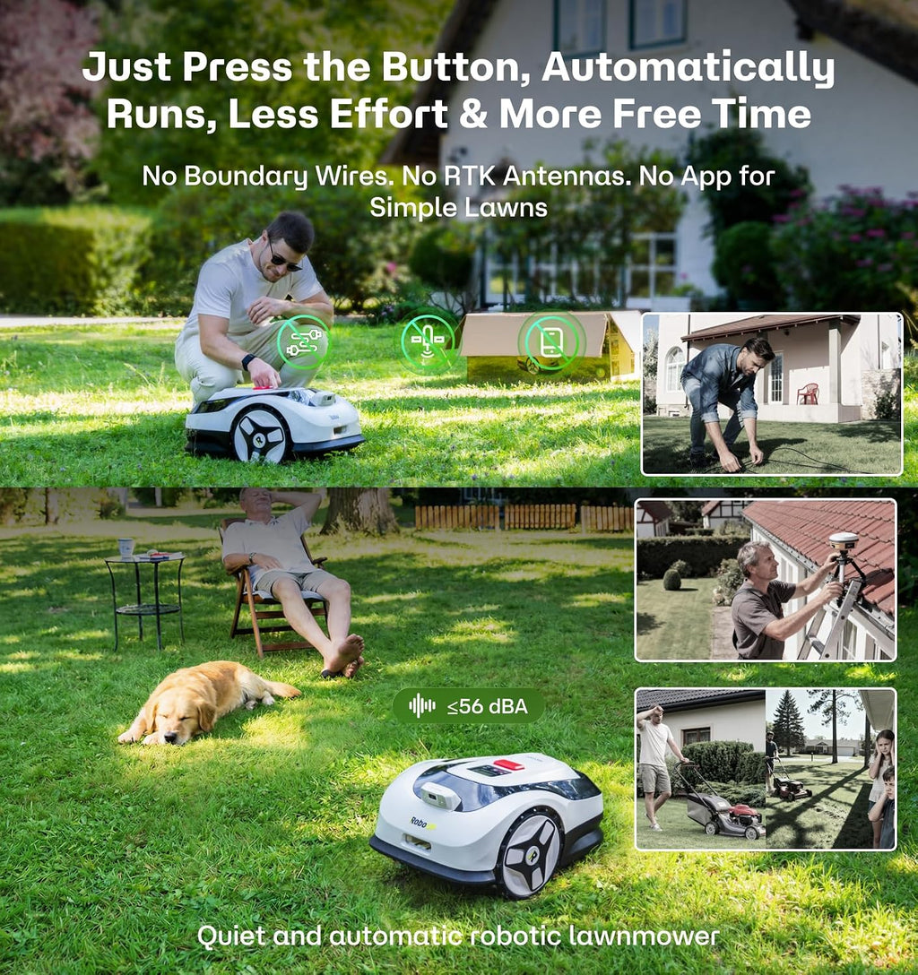 Raccoon 2 SE Robot Lawn Mower, Wire-Free Robotic Lawn Mower Without RTK for Max. 0.15 Acre Lawn Area, 1.18"–3.15”