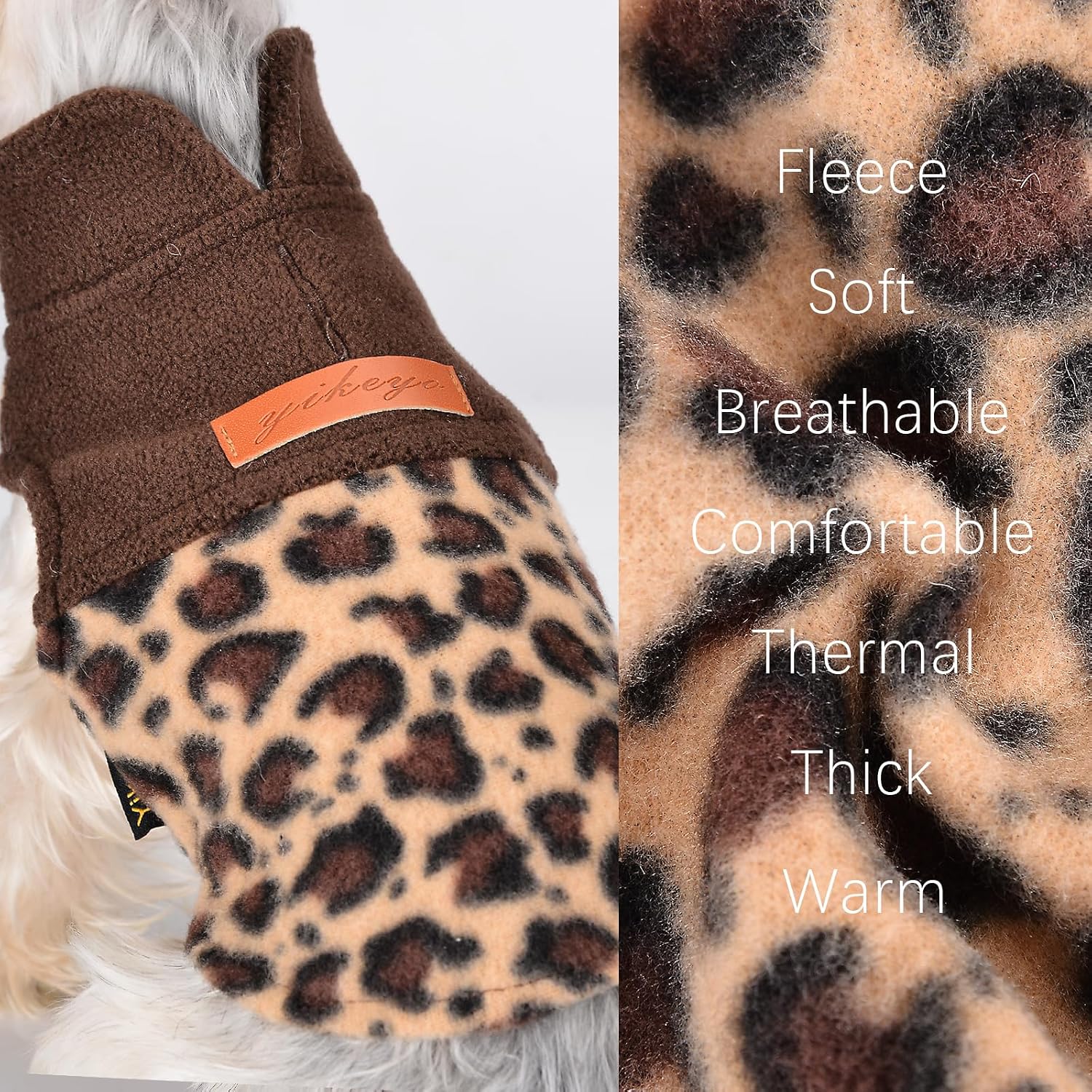Fleece Vest Dog Sweater Leopard Dog Clothes for Small Dogs Boy Girl Warm Pullover Fleece Puppy Sweaters Winter Small