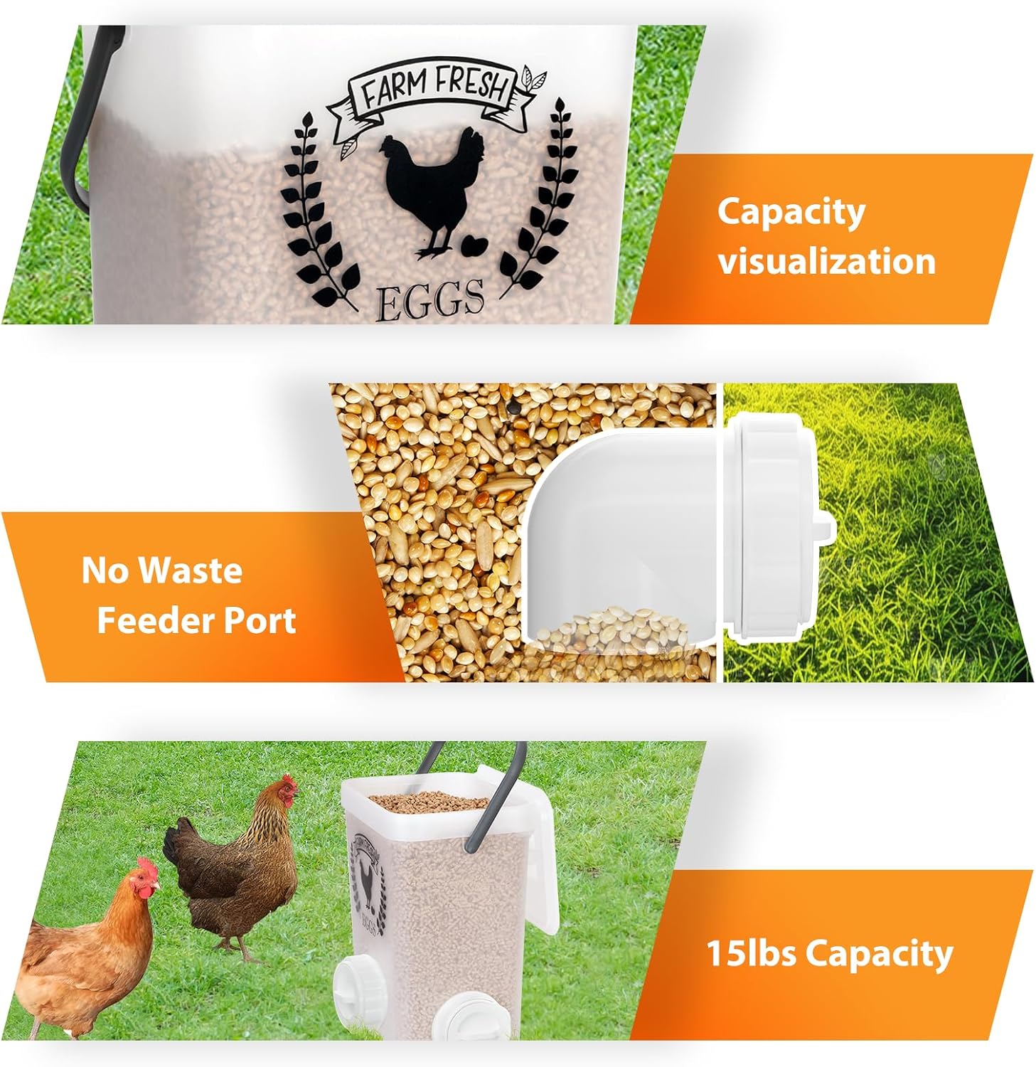 Backyard Chicken Feeder & Waterer Set – No-Waste Feeding Station for Coop & Run, Gravity Water Cups, Feed Storage