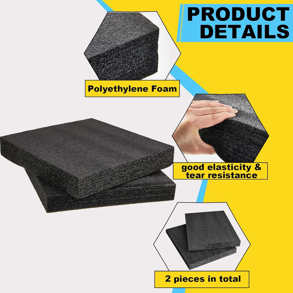 2 Pcs Customizable Polyethylene Foam Sheets 16x12x2"