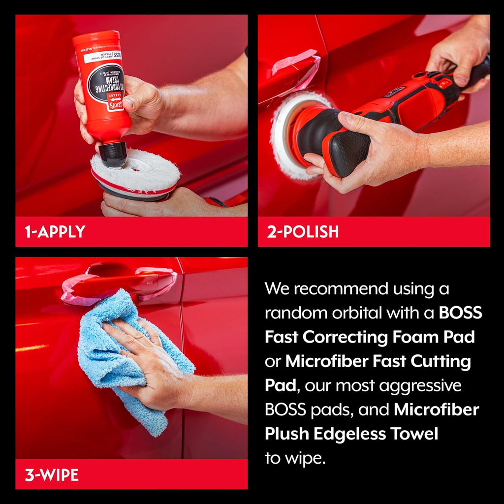 BOSS Fast Correcting Cream for Car Polishing and Detailing, Swirl, Scratch Remover for Vehicles, 16oz