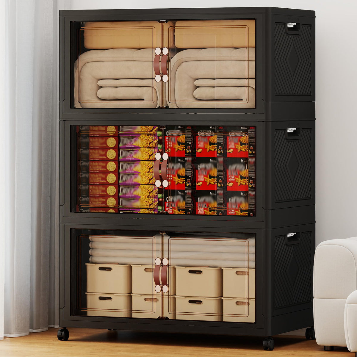 840QT Extra Large Stackable Storage Bins with Lids & Wheels