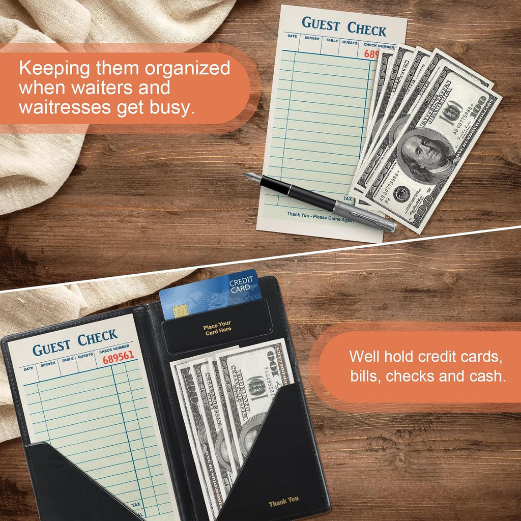 Leather Restaurant Check Presenters, 30Pcs 9 x 5" Guest Card Holder
