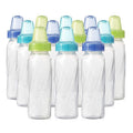 Feeding Classic Clear Plastic Standard Neck Bottles for Baby, Infant and Newborn - Teal/Green/Blue, 8 Ounce (Pack of 12)