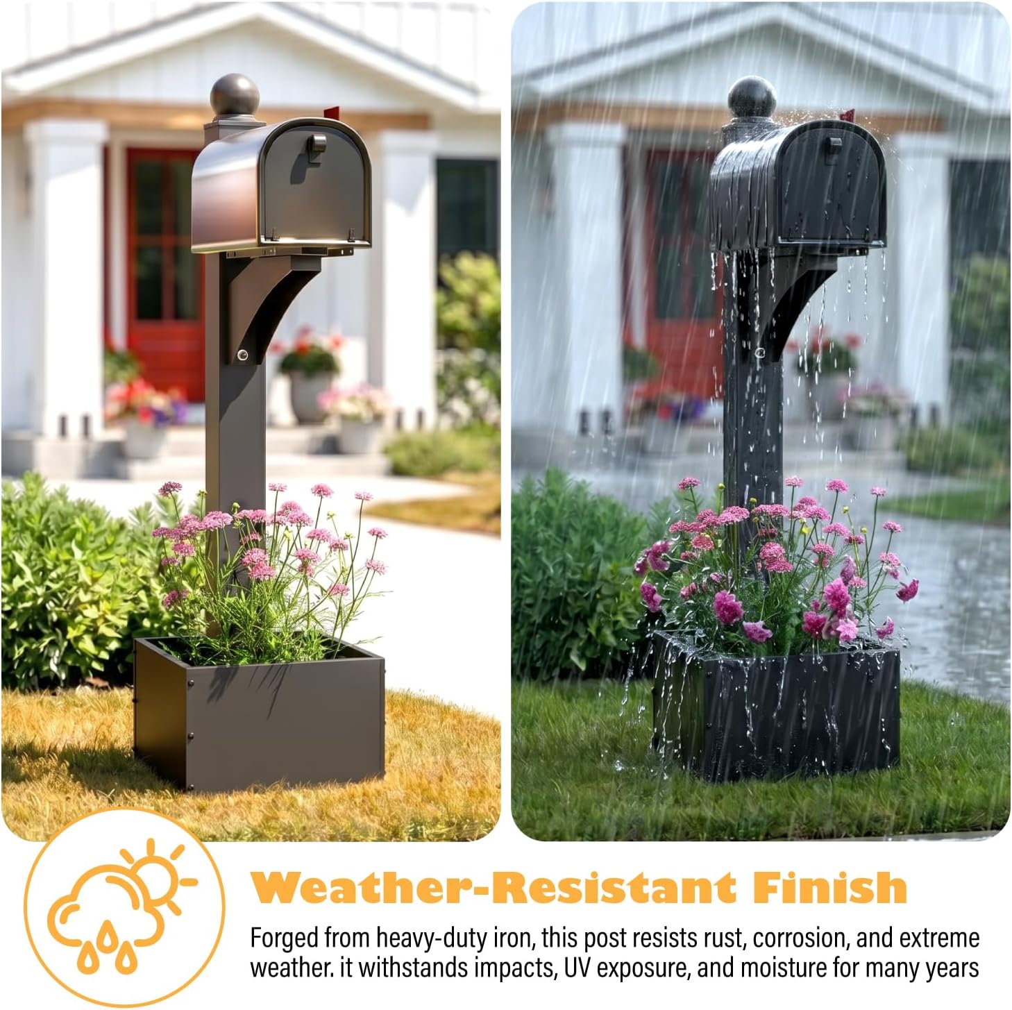 56" Decorative Mailbox Post with Planter Box for Outside | For Outside, Tall Decorative Mount, Decorative Post