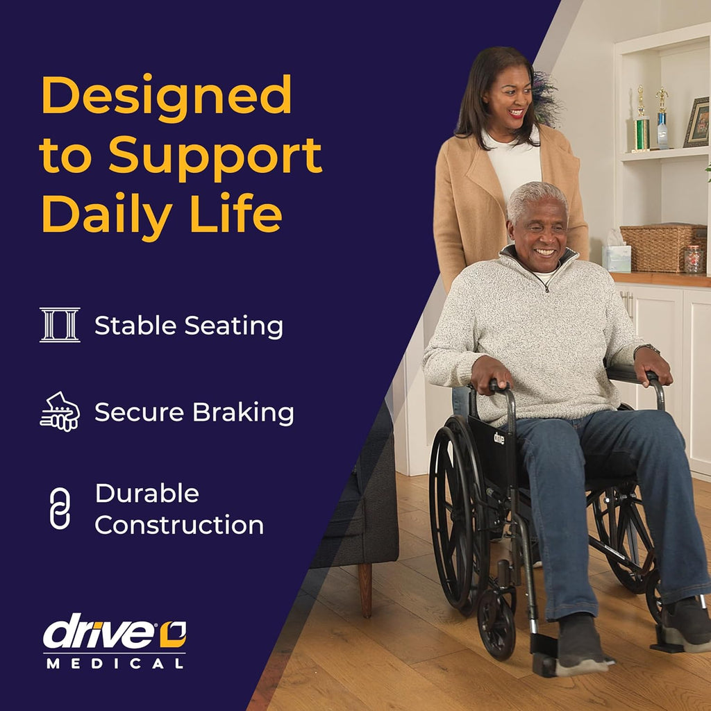 Silver Sport 1 Folding Transport Wheelchair - Lightweight Mobility Support - Full Armrests - Removable Swing-Away