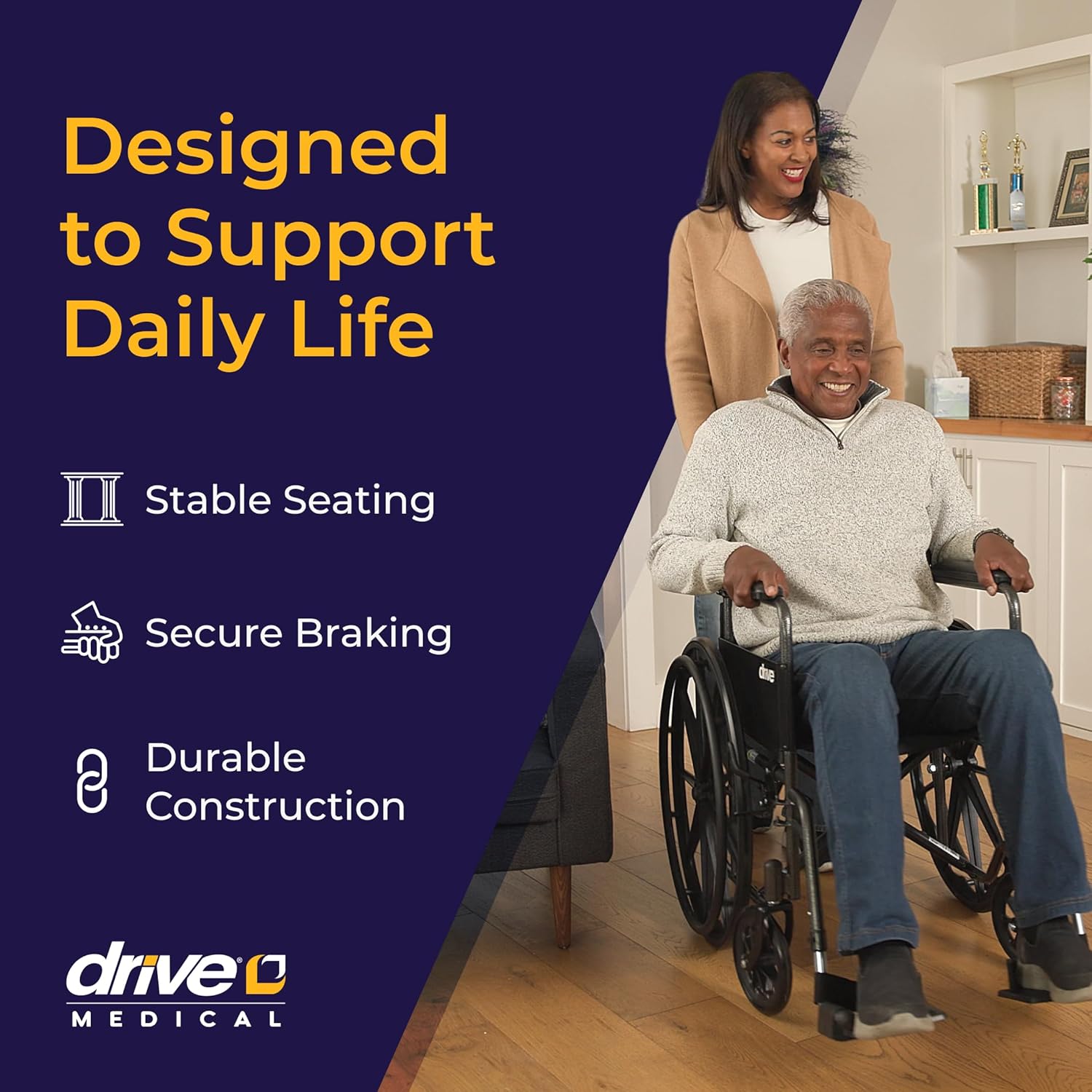 Silver Sport 1 Folding Transport Wheelchair - Lightweight Mobility Support - Full Armrests - Removable Swing-Away