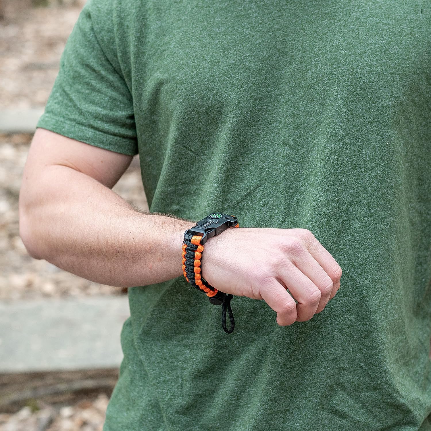 Paracord Survival Bracelets - 2 Pack, Adjustable Size, Loud Whistle, Fire Starter - Ideal for Outdoor Enthusiasts