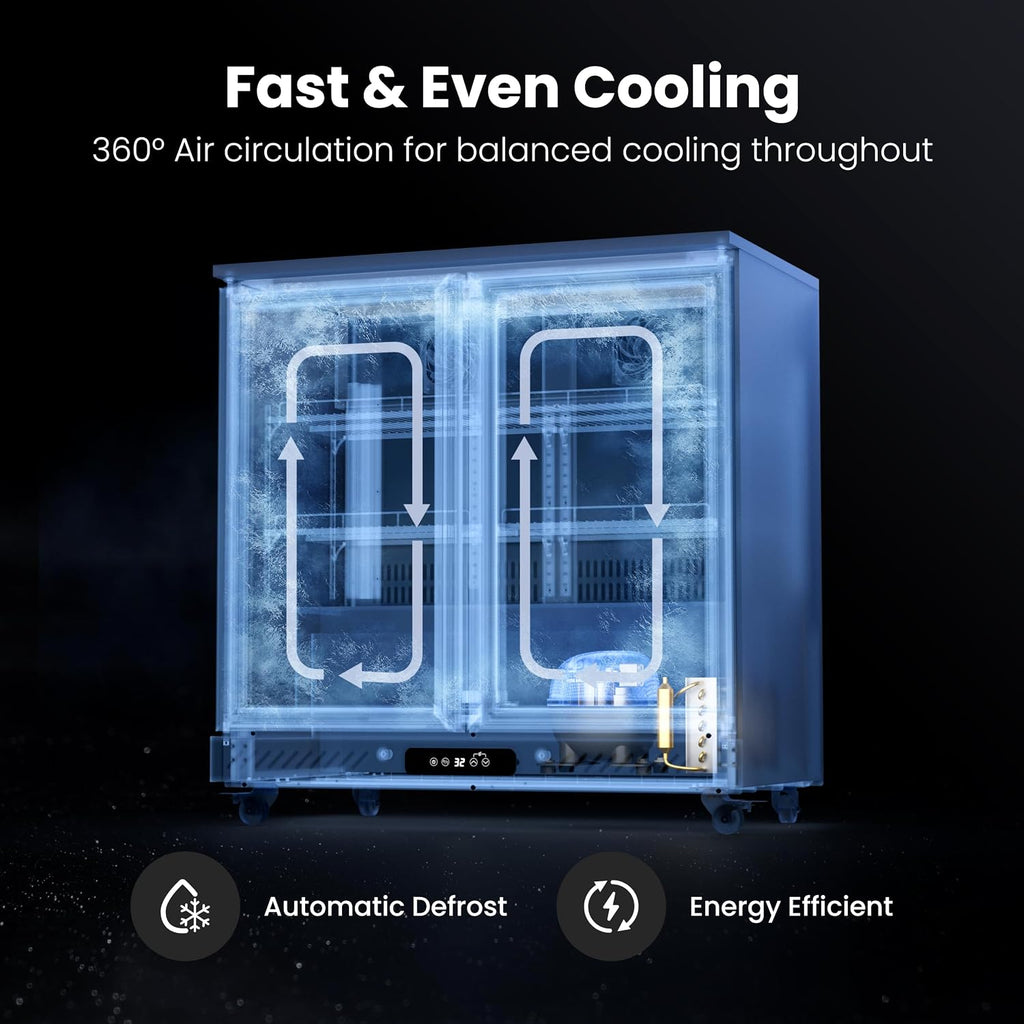 Back Bar Cooler, 7.4 Cu.Ft Commercial Refrigerator with Low-E Glass
