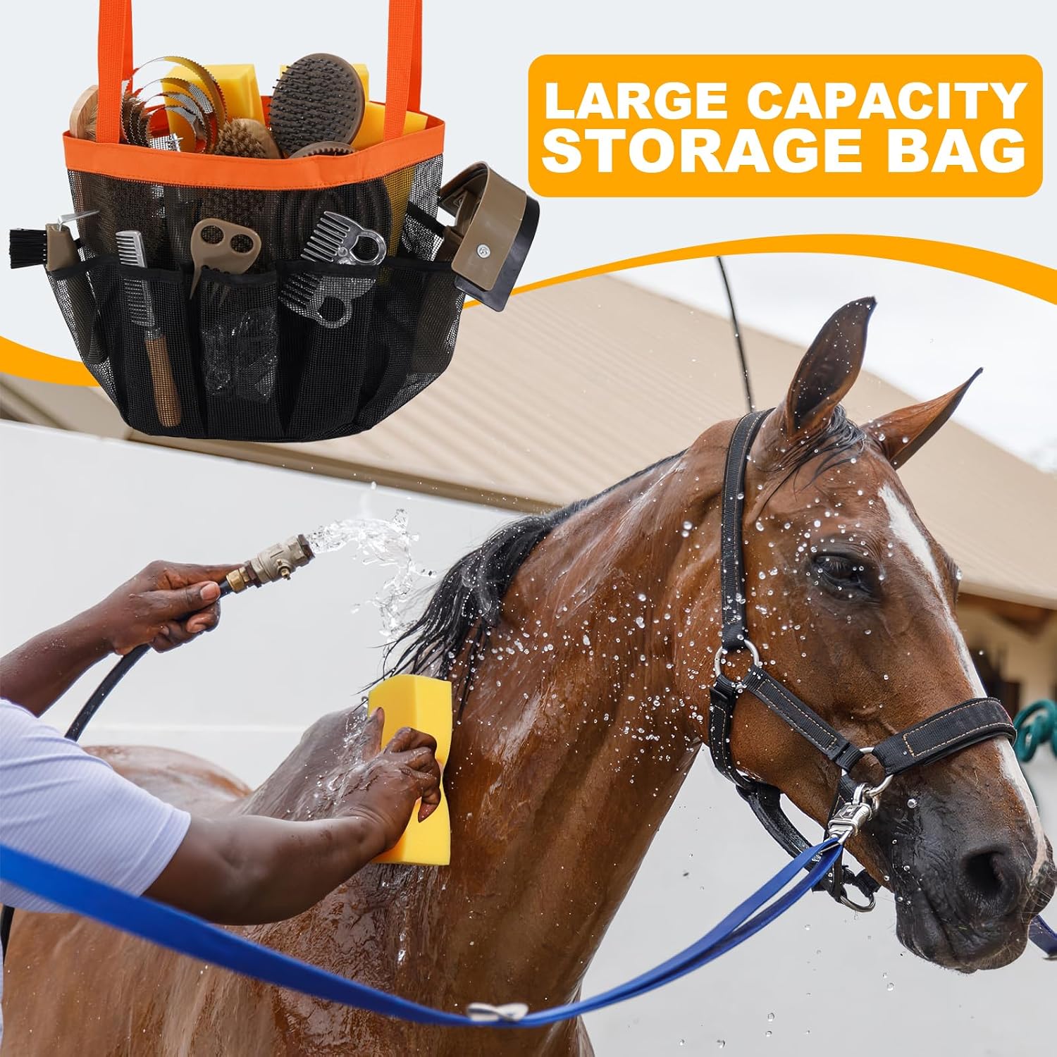 Horse Grooming Kit 15PCS - Horse Brush Set with Organizer Tote Bag Care Cleaning Kit with Brush & Comb, Professional