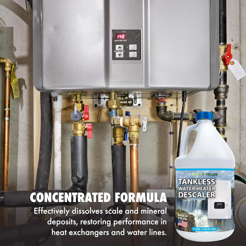 Tankless Water Heater Flush Descaler, Gallon (128 oz) – Professional Non-Toxic Descaling Solution, Biodegradable