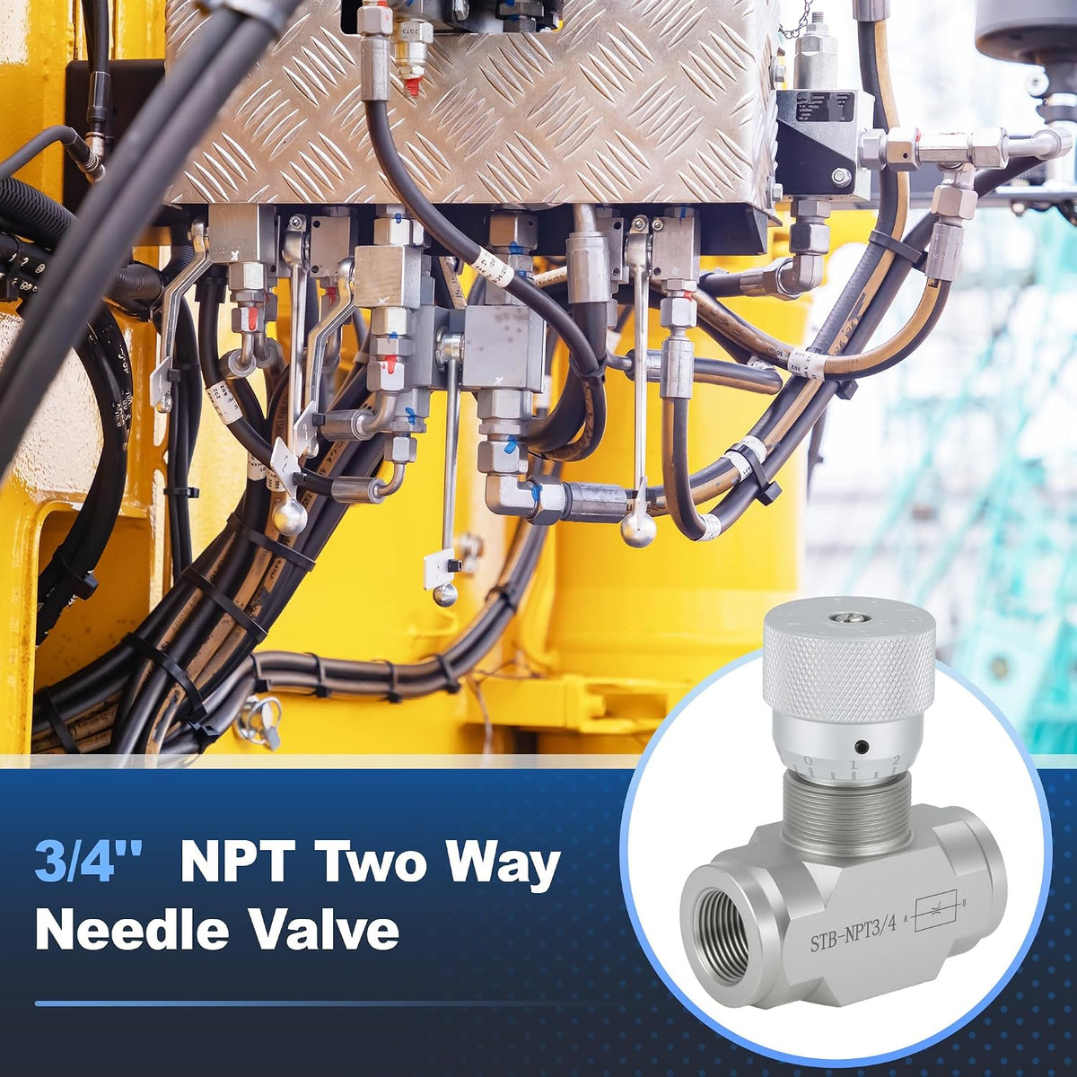 3/4" NPT Ports Hydraulic Flow Control Needle Valve 5800PSI Steel