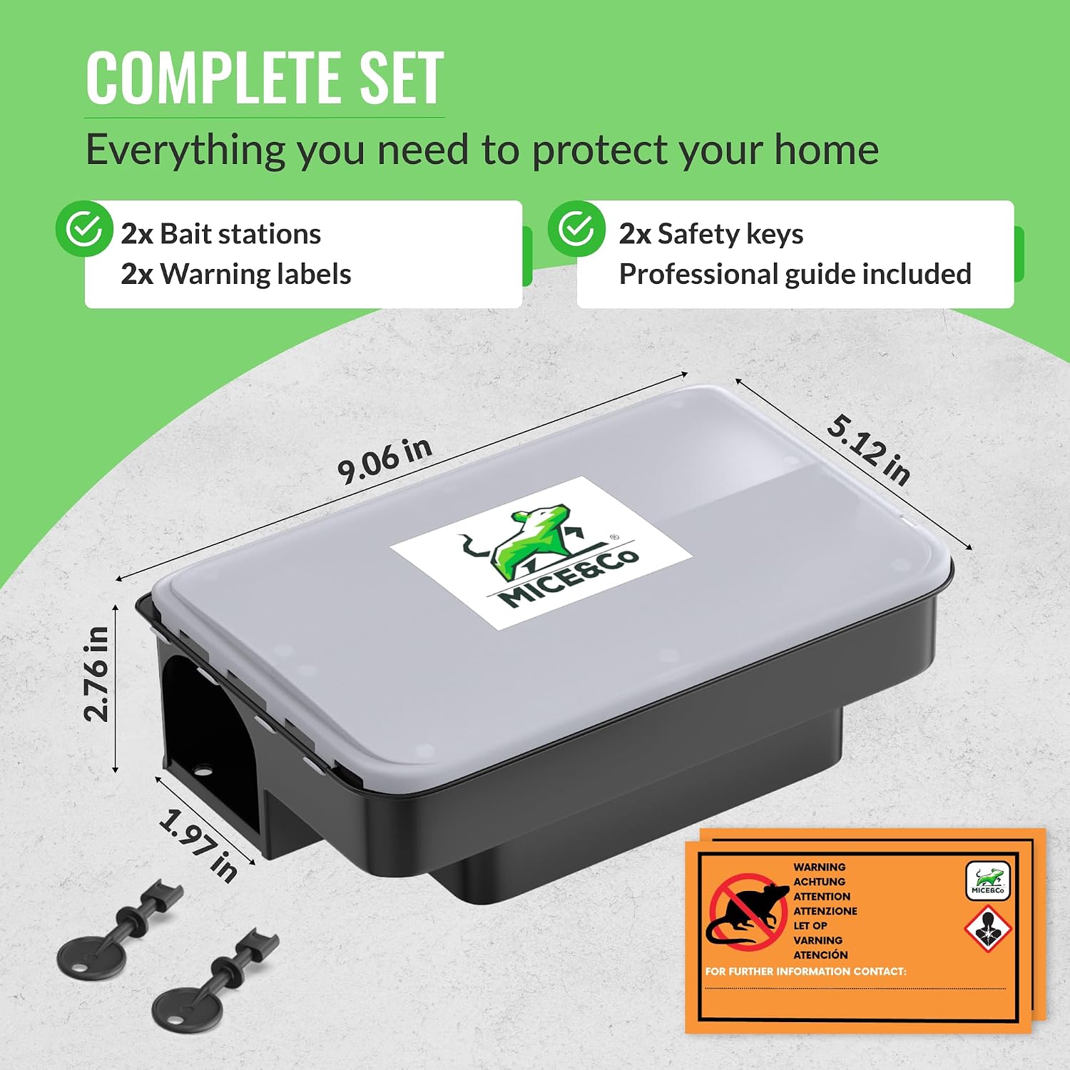 Rat Bait Stations 2 Pack, Clear Lid, Lockable, Indoor & Outdoor | Lockable Bait Station and Child Safe, Bait Not