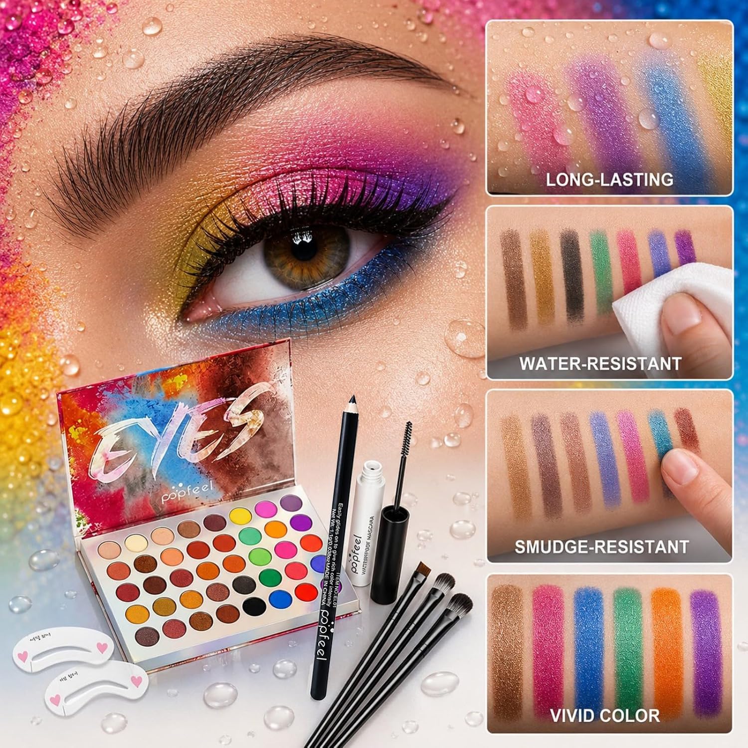 40-Color Eyeshadow Palette Eye Makeup Set (Black) | 40 Color Shade Palette All-in-One Kit Begineer Friendly Full Eye
