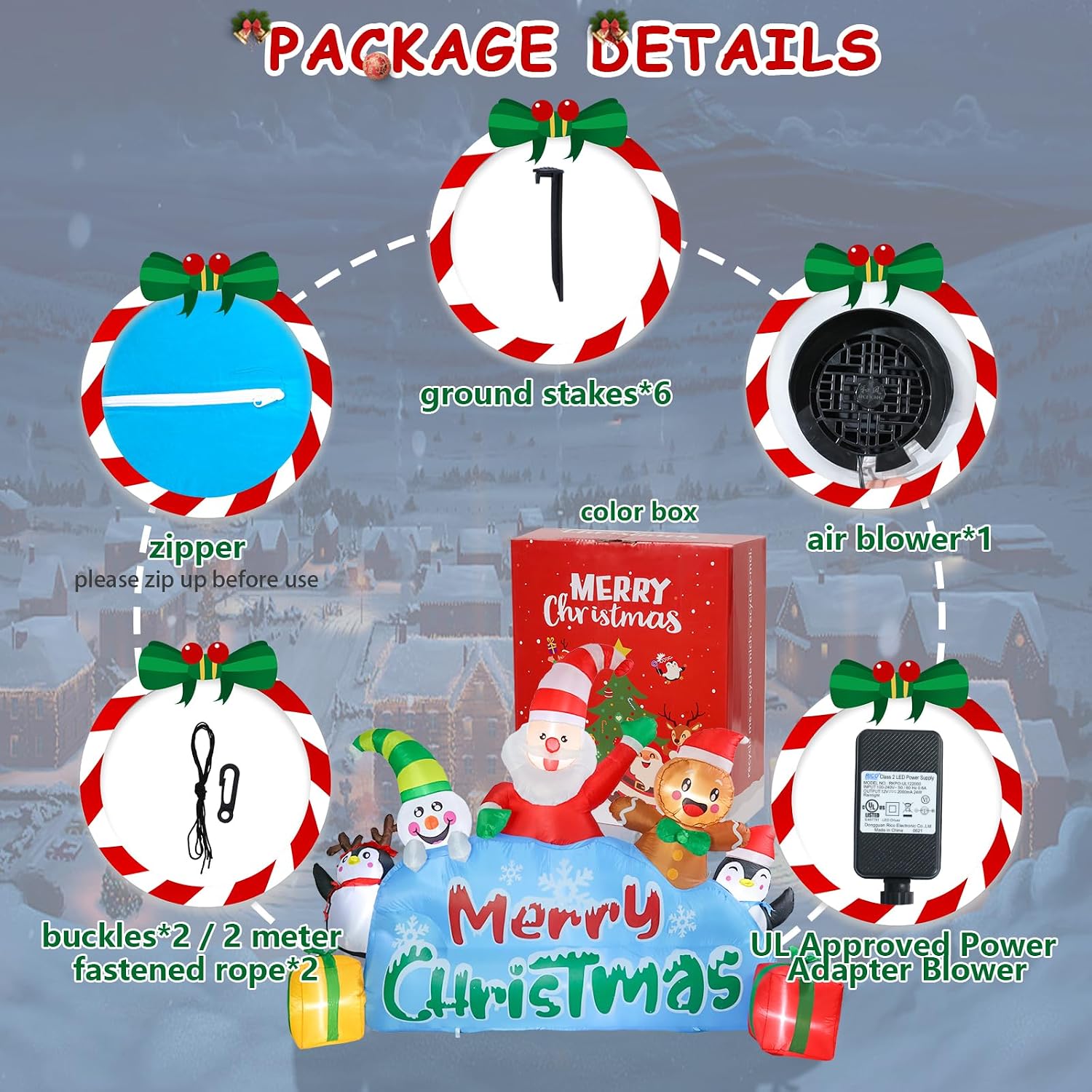 8.53 FT Christmas Inflatable Outdoor Holiday Celebrate Decor | Waterproof Material, Christmas Blow Up, Built-in LED