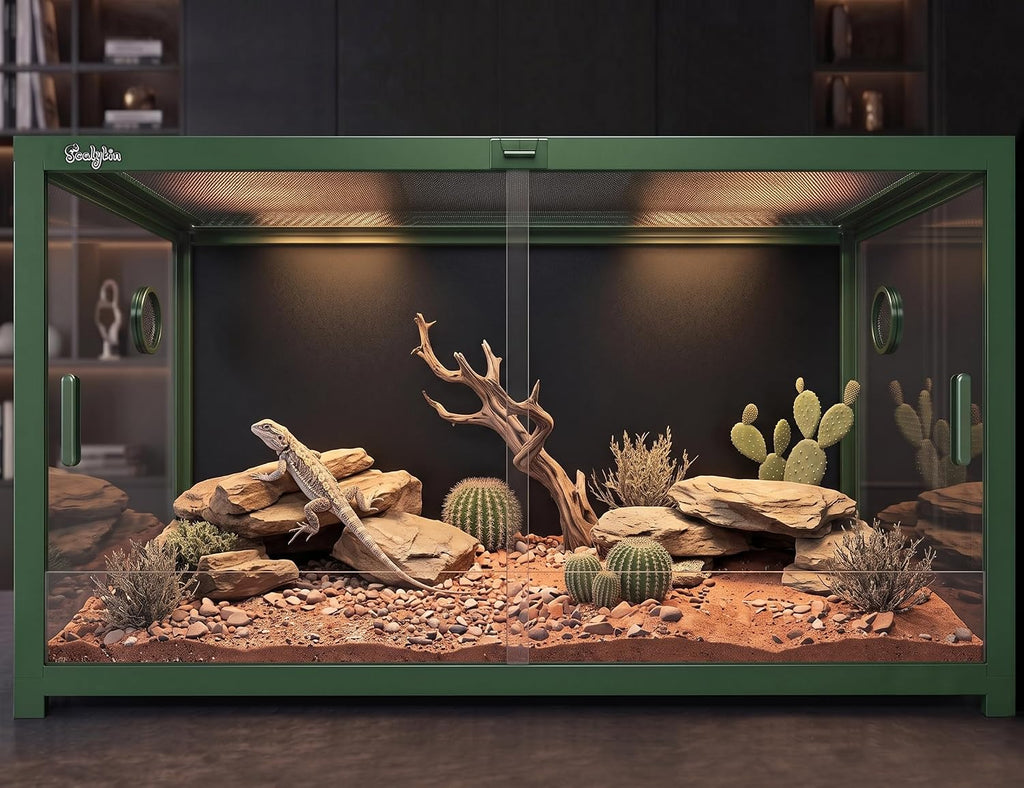 68 Gallon Reptile Tank, Reptile Enclosure Front Sliding Door | Stackable ventilation reptile terrariums Tank