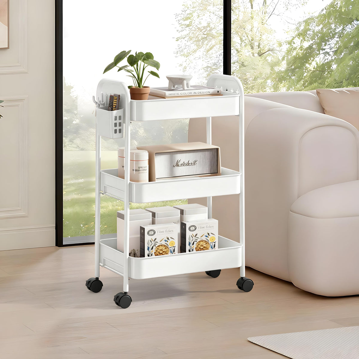 Heavy-Duty Rolling Cart 3 Tier Metal Utility Storage Cart