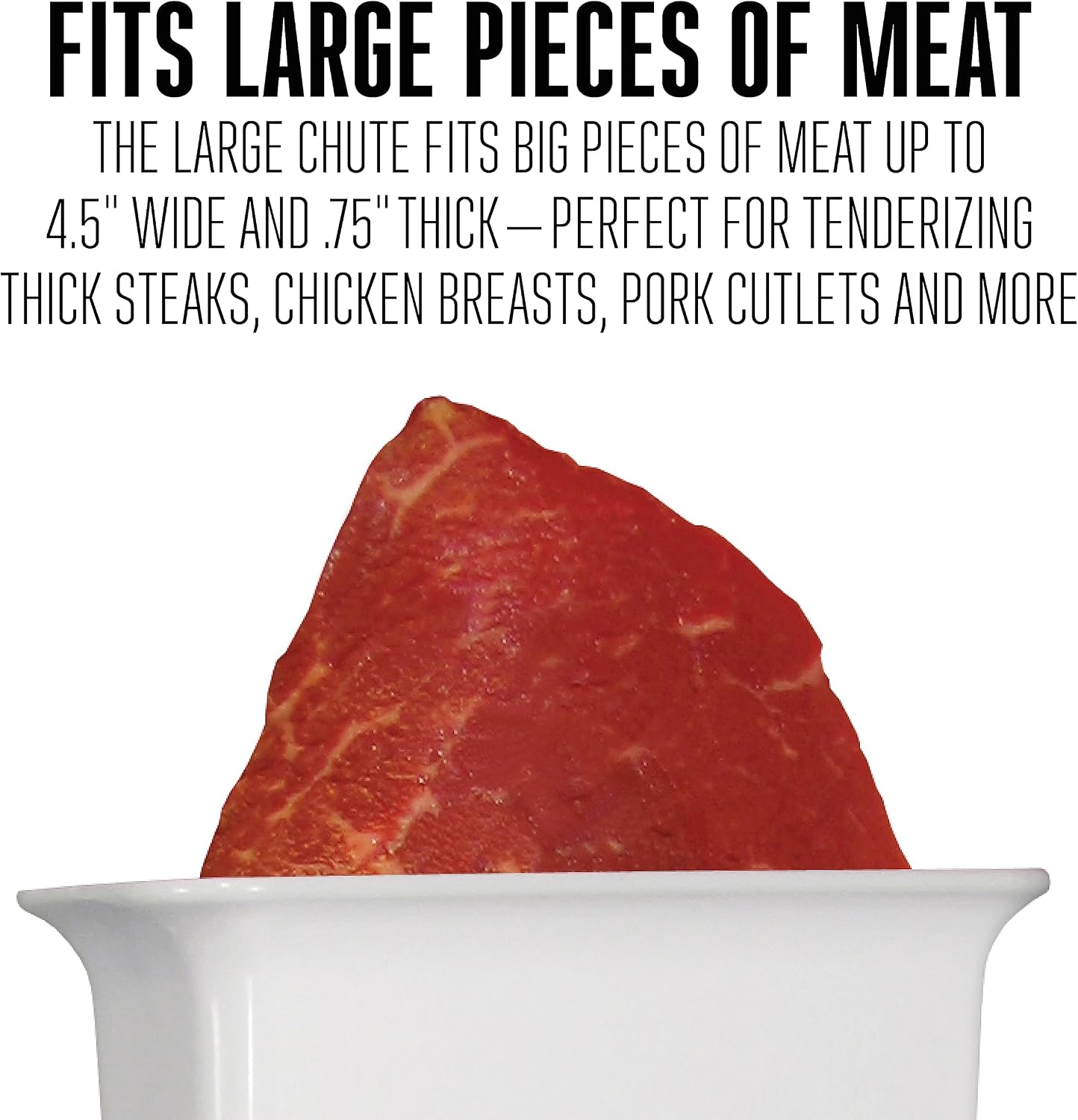 Meat Tenderizer Tool & Heavy Duty Cuber, Quick and Easy Manual Operation For Cuts Up To 4.5” Wide x .75” Thick