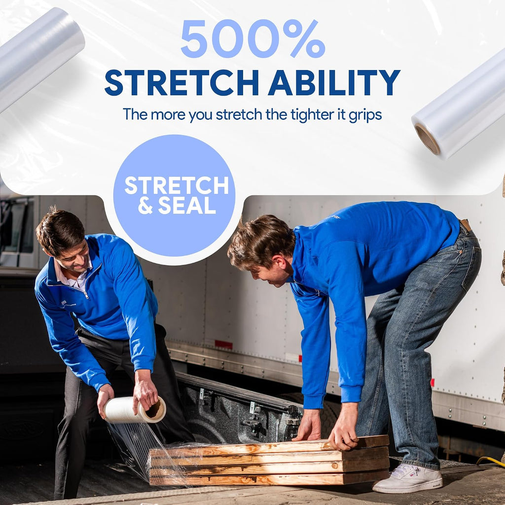 4 Pack of 18" Plastic Stretch Film Wrap 1200 feet Each 500% Stretch Ability