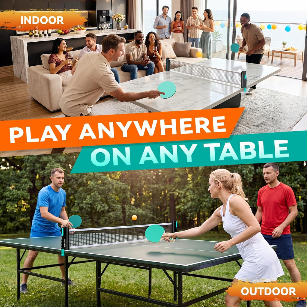 Ping Pong Paddle Set, 2-Sided Different Rubbers, Table Tennis Set | Smooth for Spin. Pimpled for Speed. Net Fits