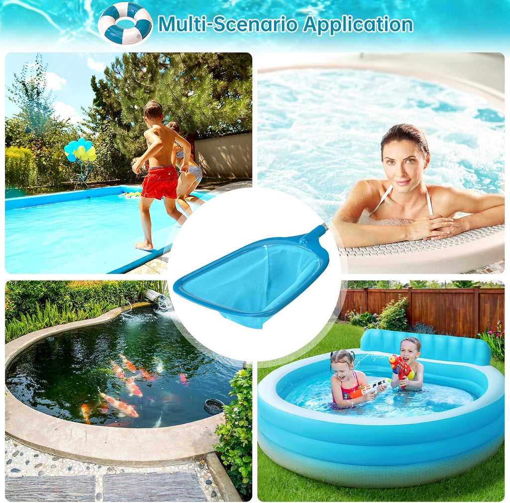 Pool Net, Professional Swimming Pool & Hot Tub Skimmer Net Accessories, Pool Leaf Rake Cleaning Tool with Pole, Fine