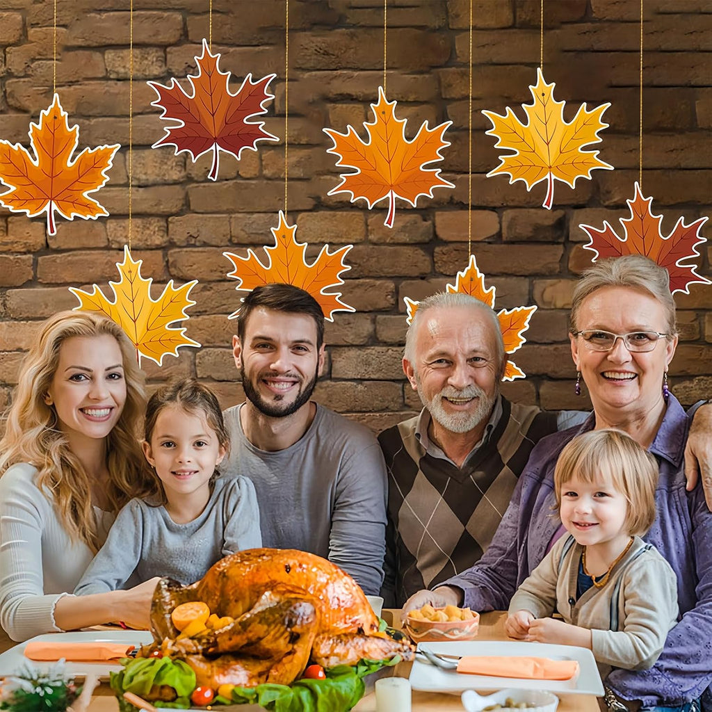 Fall Thanksgiving Hanging Swirls Decoration Big Maple Leaf Hanging Foil Swirls Ceiling Decor for Thanksgiving Party