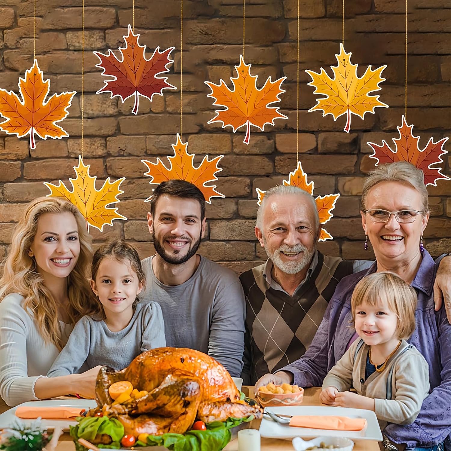Fall Thanksgiving Hanging Swirls Decoration Big Maple Leaf Hanging Foil Swirls Ceiling Decor for Thanksgiving Party