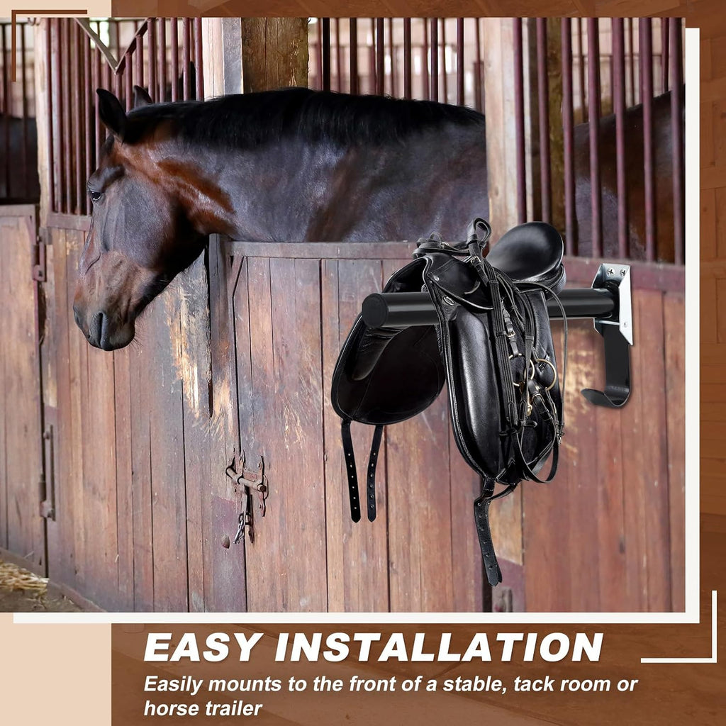 2 Pcs Folding English Saddle Rack Wall Mount with Bridle Holder