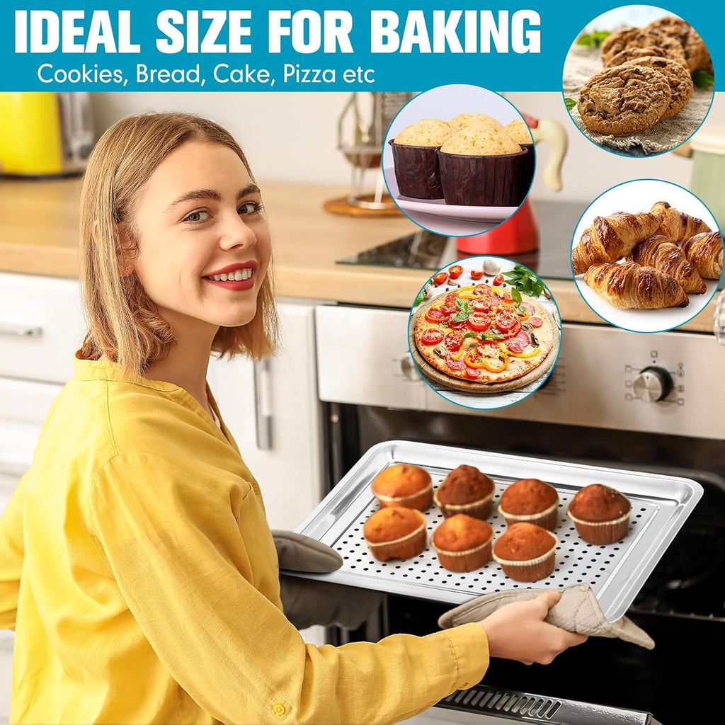 12 Pack Perforated Baking Sheet Pans 13" X 18" Stainless Steel