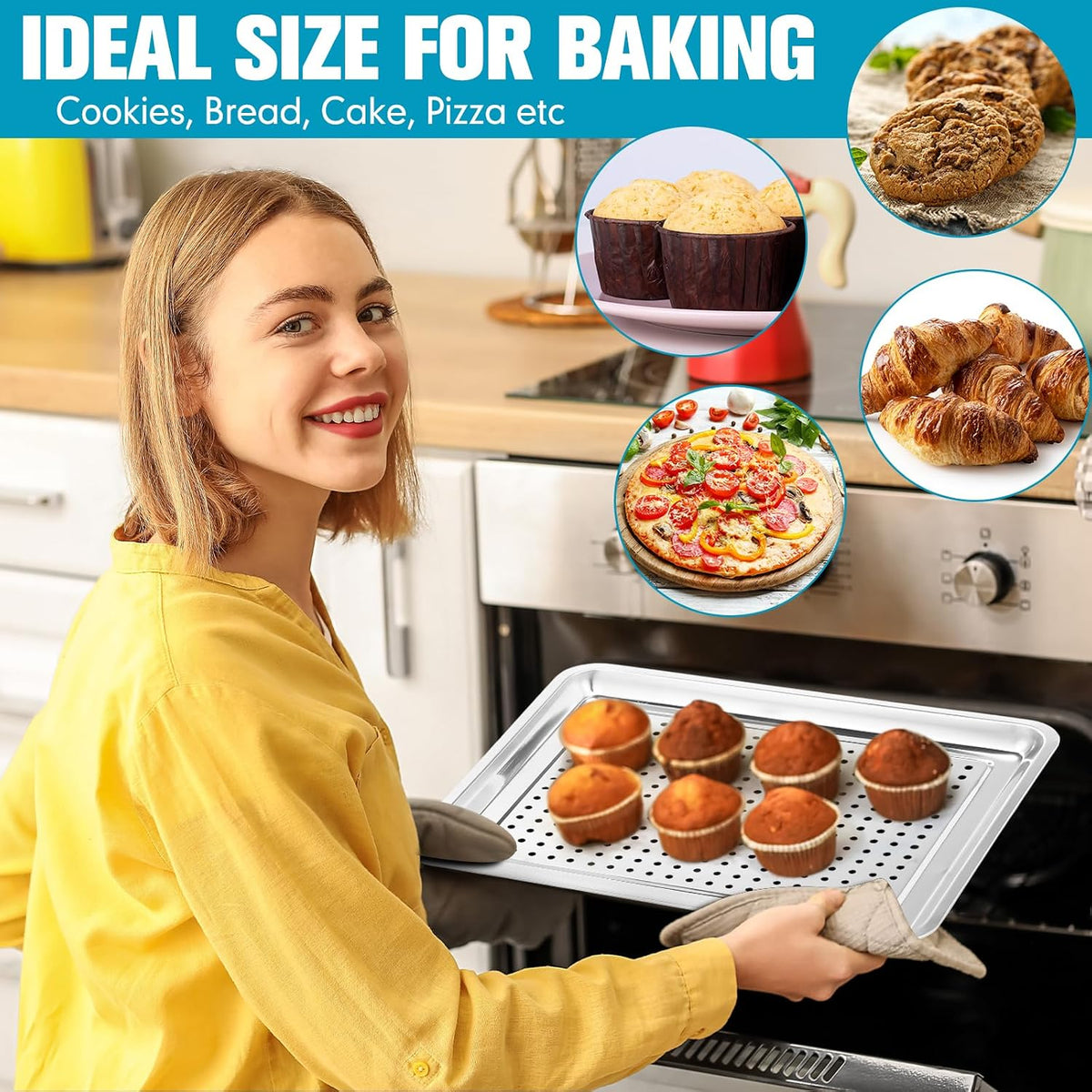 12 Pack Perforated Baking Sheet Pans 13" X 18" Stainless Steel