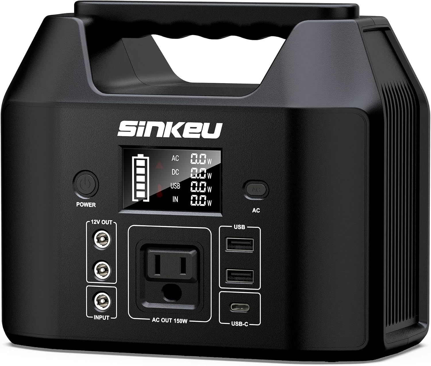 Portable Power Station 122.8Wh, 150W Power Bank with AC Outlet | SinKeu LiFePO4 Battery Solar Generator for Home Use