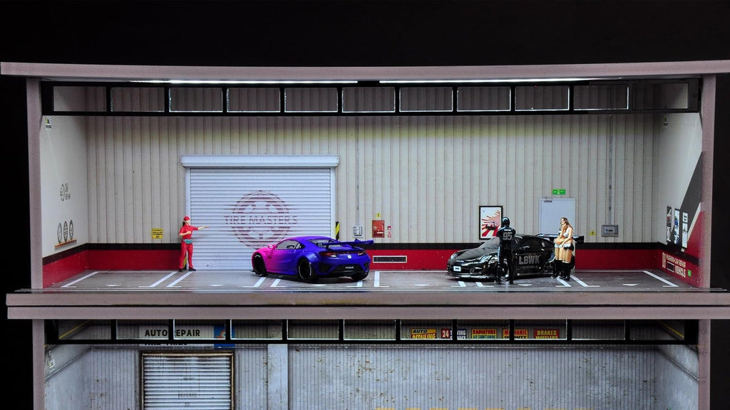 1/64 Diorama Display Case with LED Lights for 1/64 Scale Model Car | Compatible with Hot Wheels Matchbox Mini GT