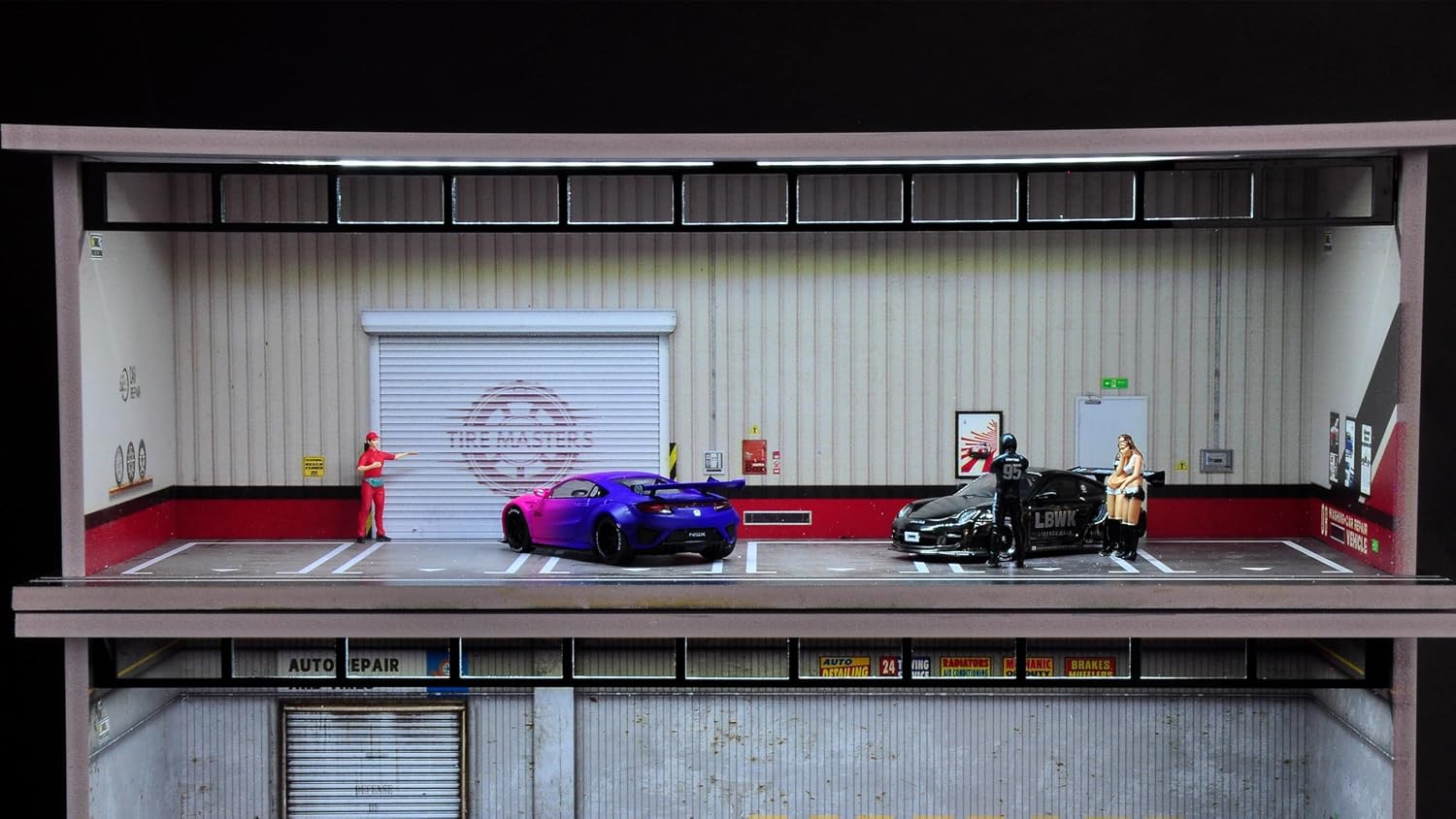 1/64 Diorama Display Case with LED Lights for 1/64 Scale Model Car | Compatible with Hot Wheels Matchbox Mini GT