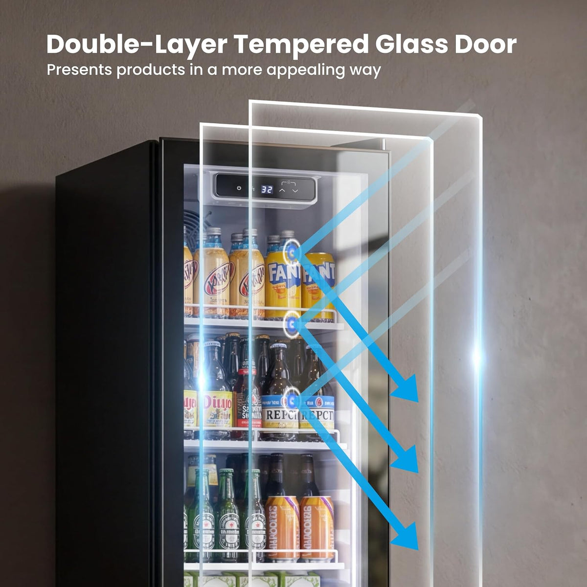 8.3 Cu.Ft Commercial Refrigerators with Double-Layer Glass Door