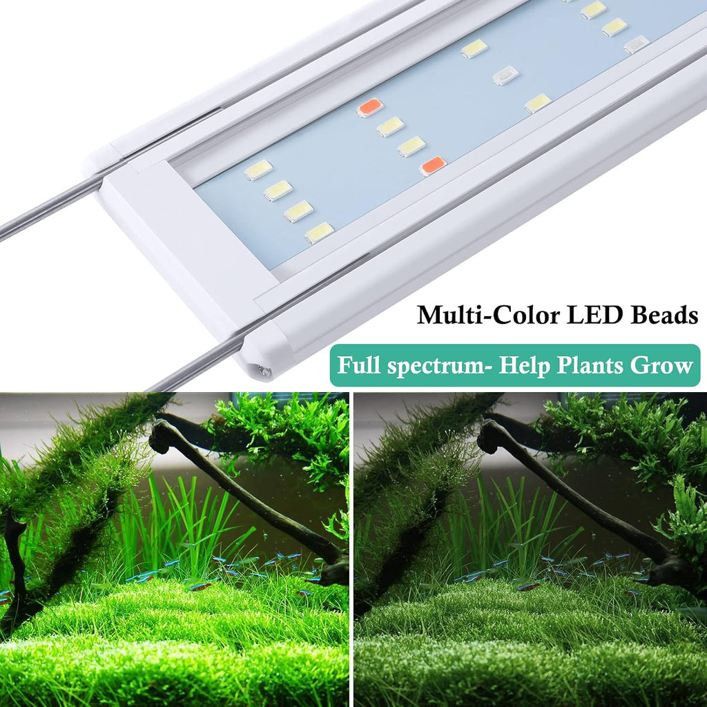 Full Spectrum LED Aquarium Light – 16-24” Classic Fish Tank Light with Timer, Aquarium Plant Light with Stable