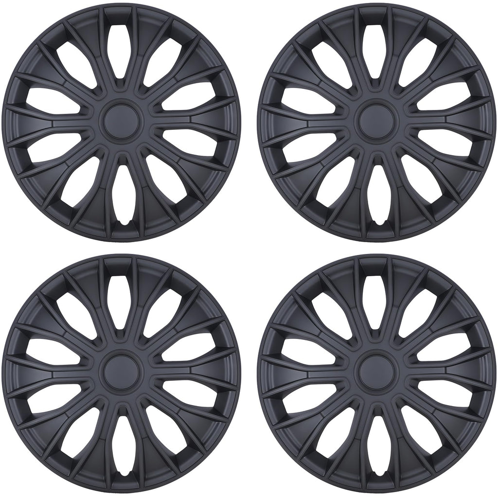 4-Pack 14 Inch Wheel Rim Cover Hubcaps, R14 Hub Caps, Matte Black